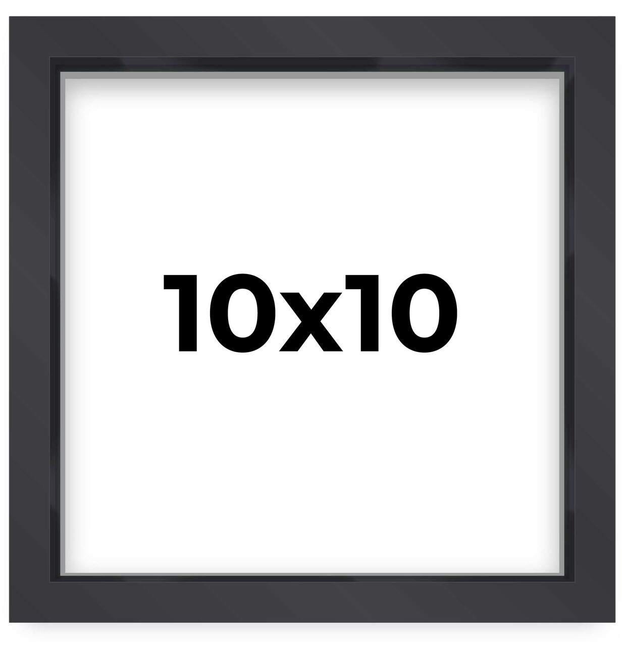 10x10 Shadow Box 3/4" Depth Picture Frame with UV-Resistant Acrylic & Acid Free Backing, Available in 4 Finishes - Black, Grey, White